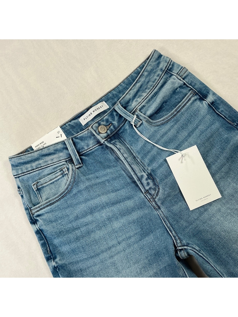 Flying Monkey High Rise Kick Flare Jeans Womens 27 NWT Raw Hem Slit